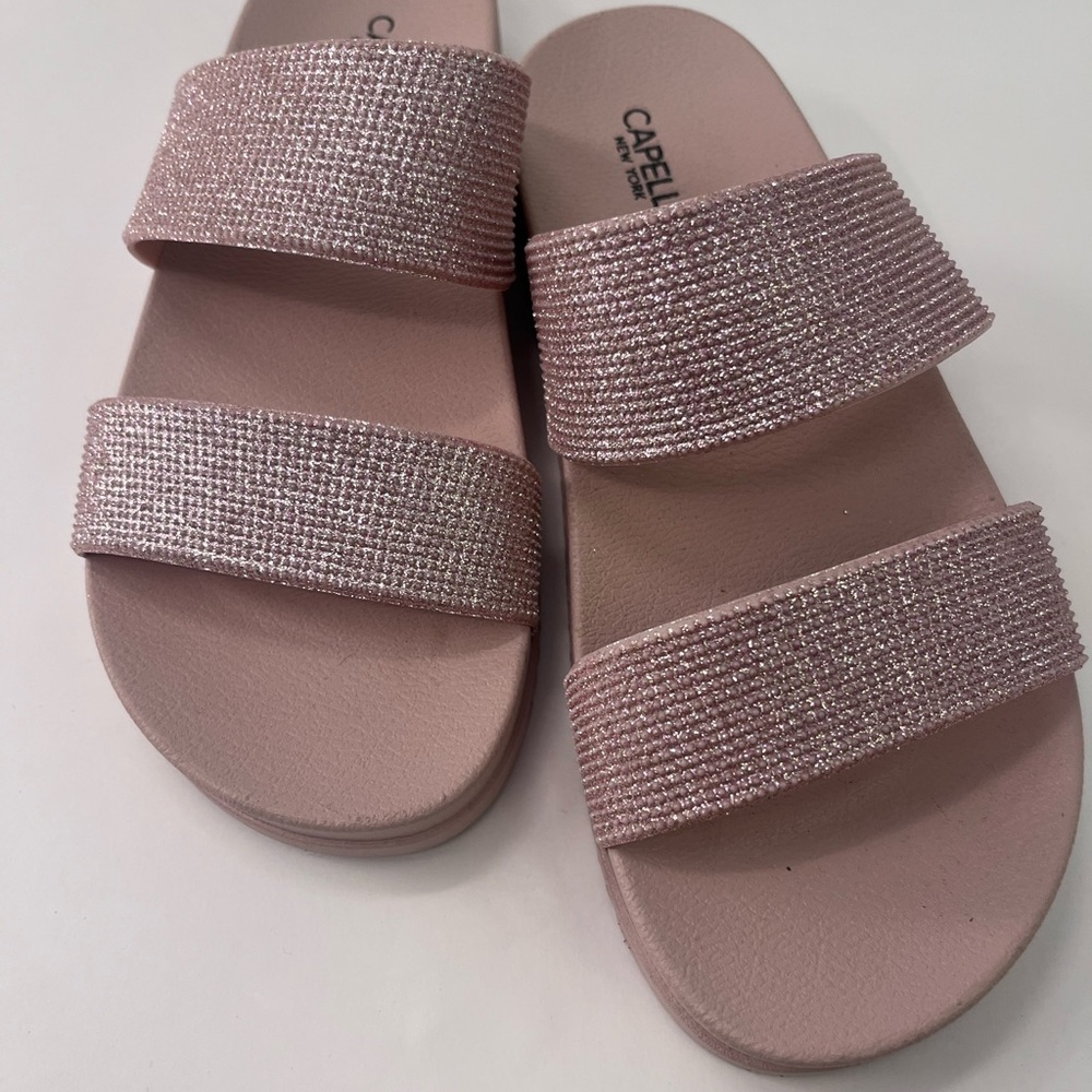 Capelli of New York Rose Gold Slide Sandals